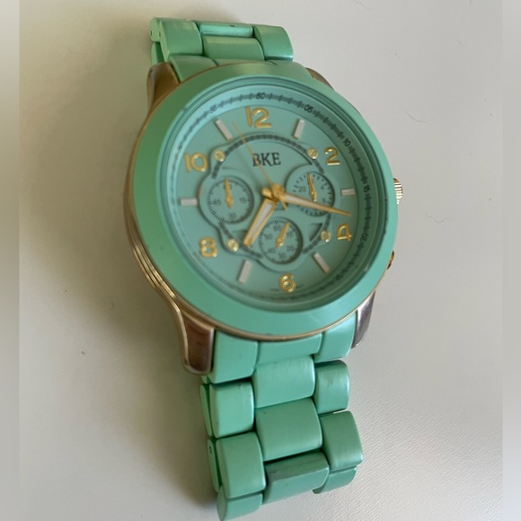 BKE Accessories Bke Mint Green Stainless Steel Case Back Watch